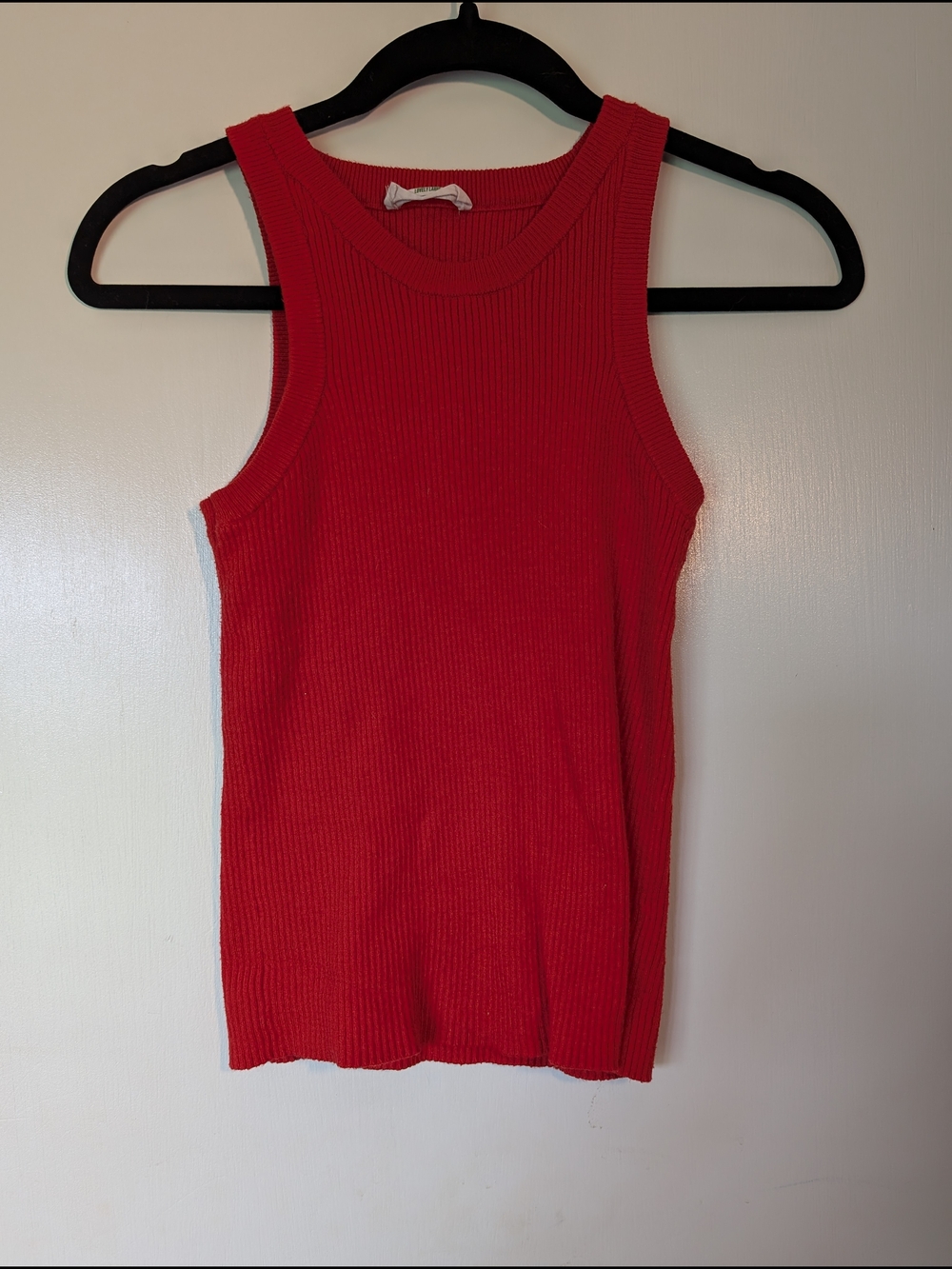 Double Zero Bright Red Ribbed Crewneck Tank